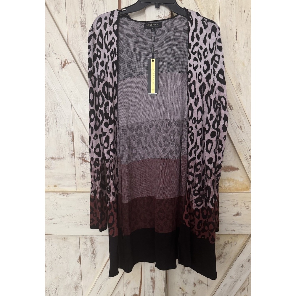 JOSEPH A. Cardigan Women Leopard Dip Dye Animal Blush Size Large NWT